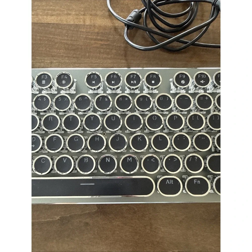Typewriter Style Mechanical Gaming Keyboard Black Retro